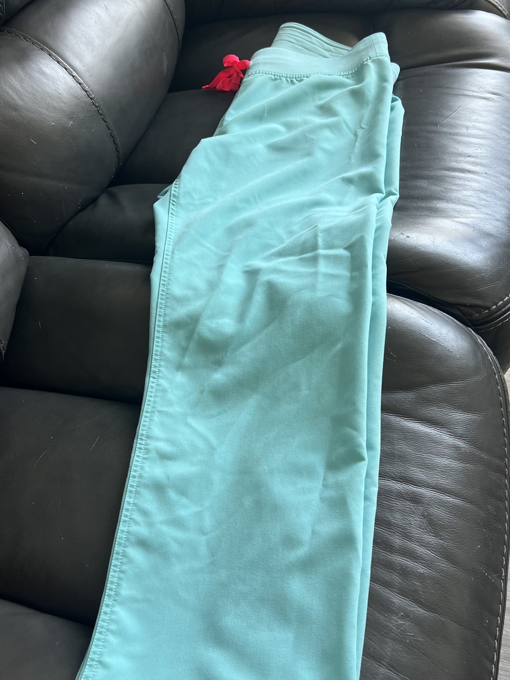 Figs Teal Technical Collection Scrub Pants with Pink Drawstring